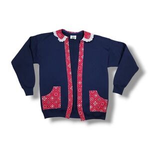Vintage‎ Lee Heavy Weight Navy Sweatshirt Cardigan Modified Women's XL